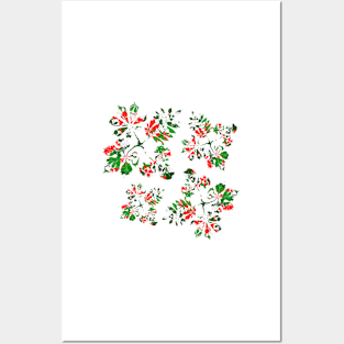 Christmas Random Leaves Pattern Posters and Art